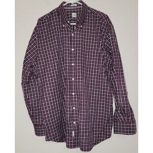 Peter Millar Red Plaid Long Sleeves XL 100% Cotton Button Down